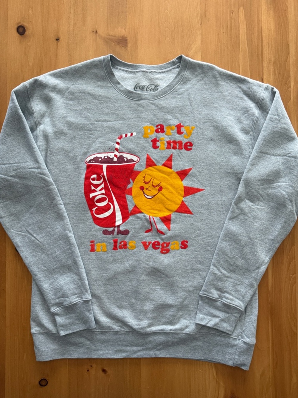 Coca-Cola Light Gray Sweatshirt with Red, Yellow and Orange Graphic